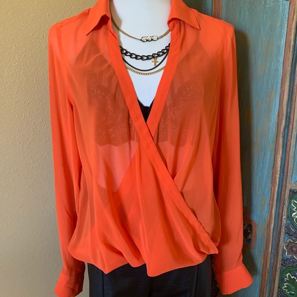 orange sheer top